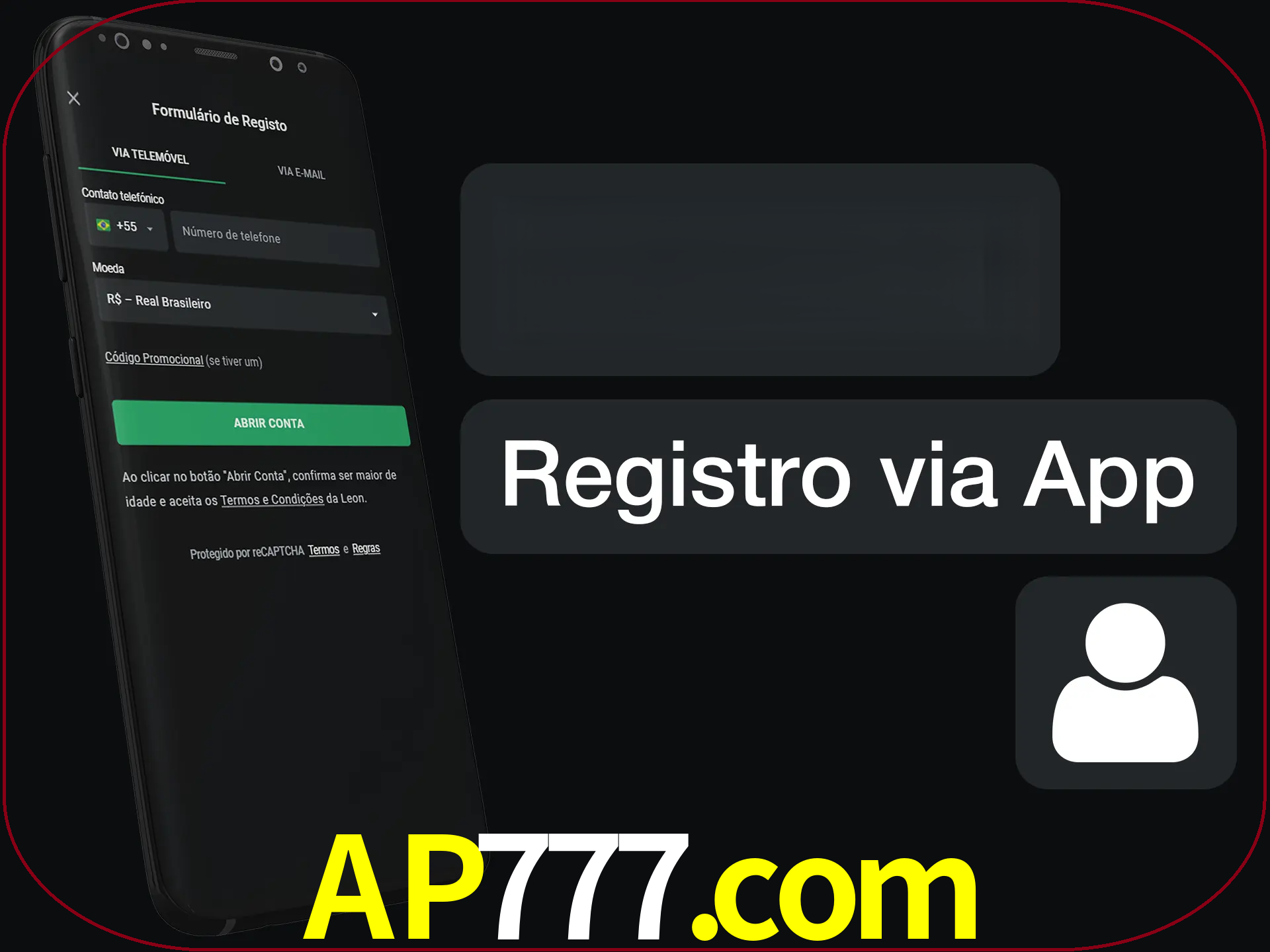 Registre-se com duas etapas usando o aplicativo.
